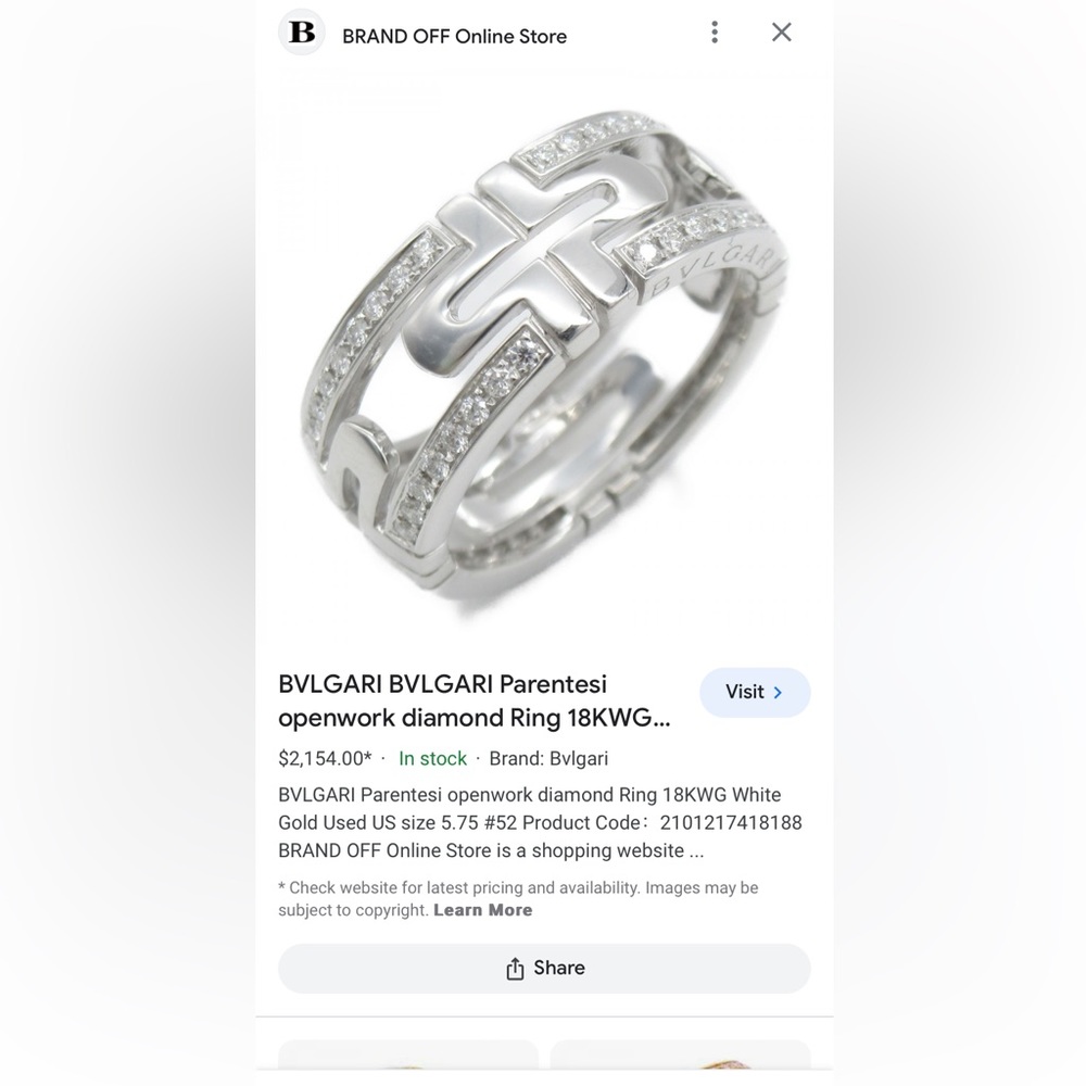 18k Gold Bvlgari Diamond Ring FIRM - Picture 11 of 12